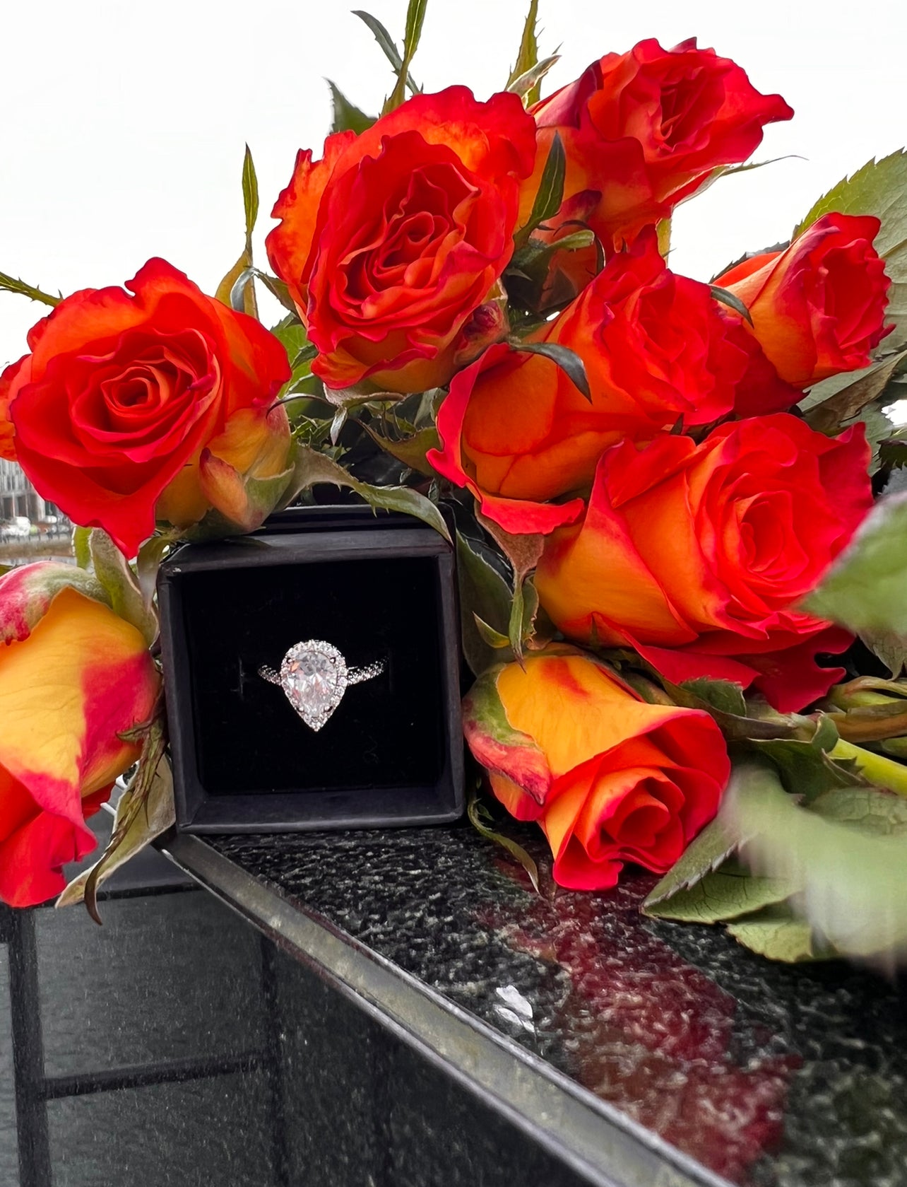 Diamday 925 Sterling Silver Engagement Ring for Woman