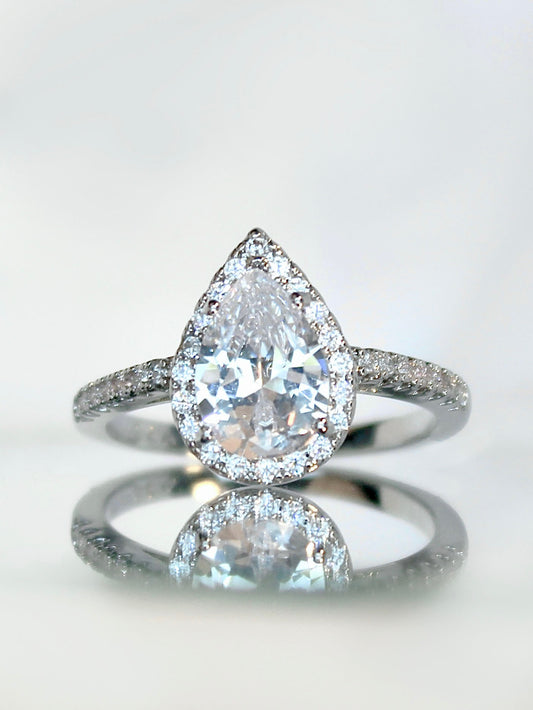 Diamday 925 Sterling Silver Engagement Ring for Woman